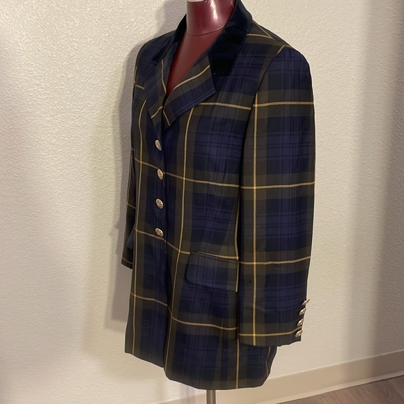 Escada Vintage Plaid Blue Blazer size 42 or Medium - Picture 8 of 12